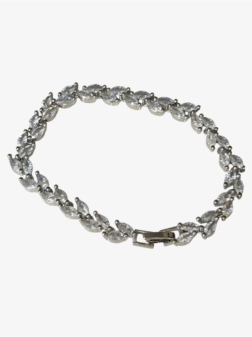 Silver Marquise Crystal Link Bracelet - Sparkling Silver - Picture 3 of 5